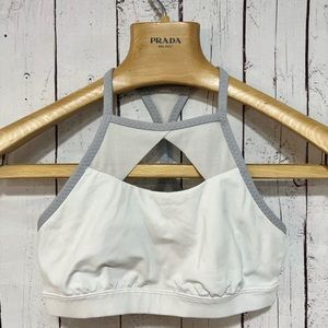Lululemon Women’s Size 4 White/Gray Halter Sports Bra!